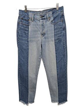 American Eagle Vintage HI-Rise Cropped Jeans 8 Patchwork Colorblock Two Tone